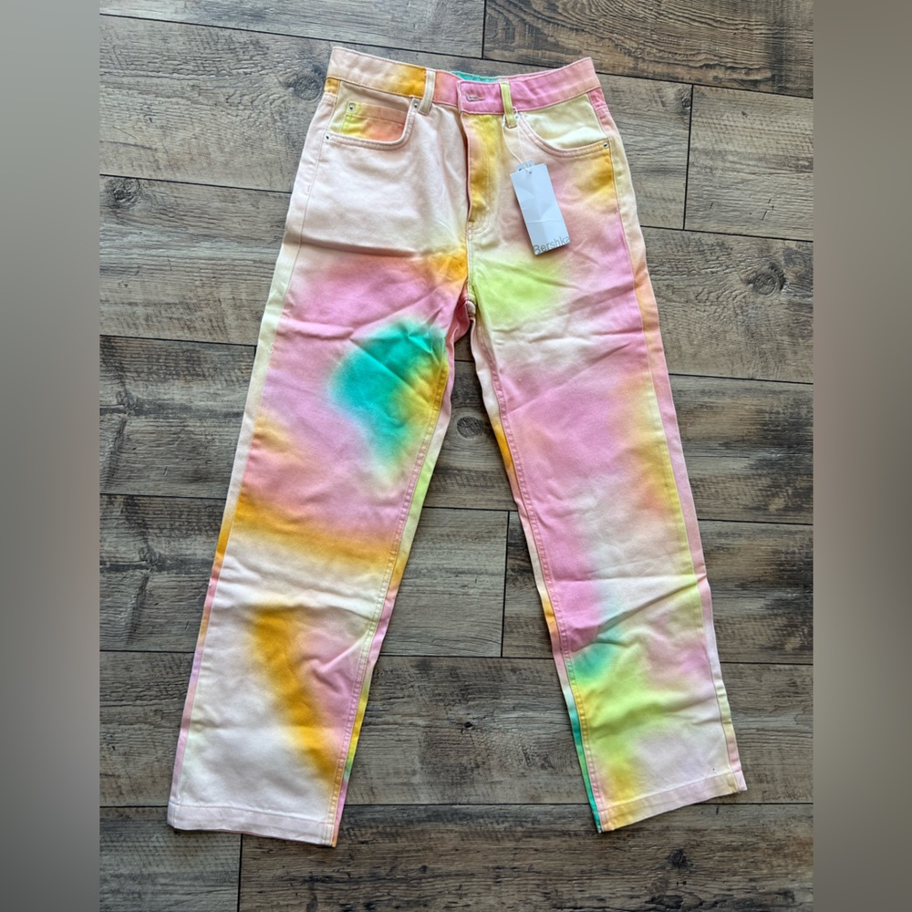 Bershka tie dye straight jeans. US size 6.